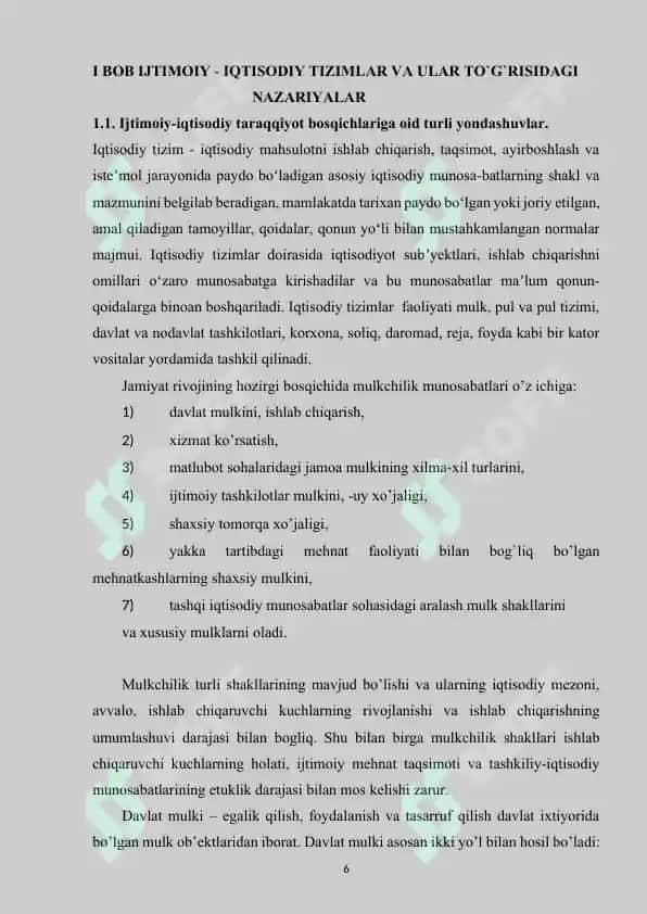 IJTIMOIY IQTISODIY TIZIMLAR VA ULARNING ANDOZALARI 6