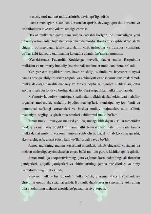 IJTIMOIY IQTISODIY TIZIMLAR VA ULARNING ANDOZALARI 7