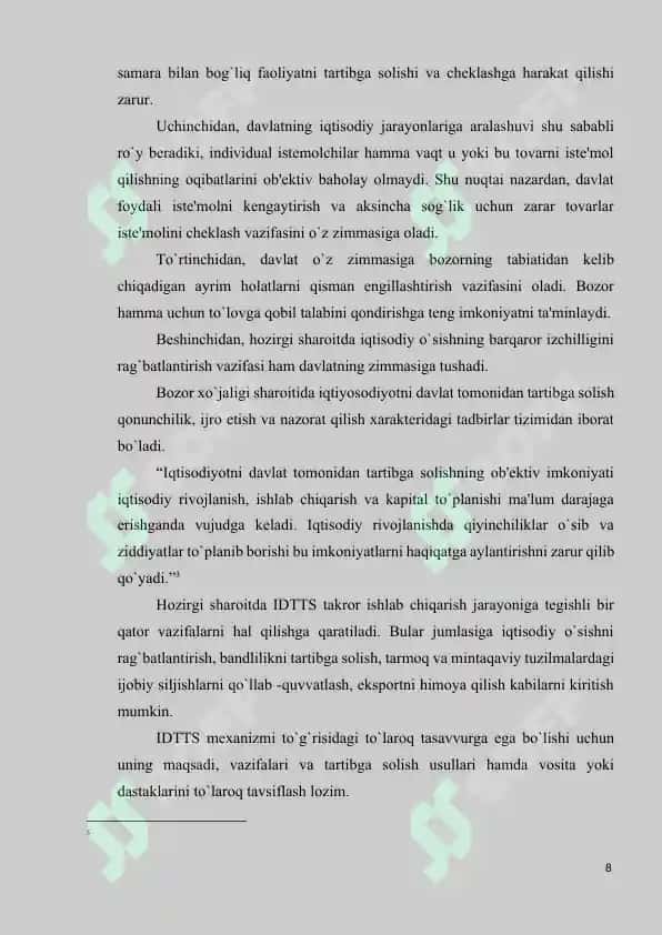 Iqtisodiyotni tartibga  solishda davlatning  roʻli 8