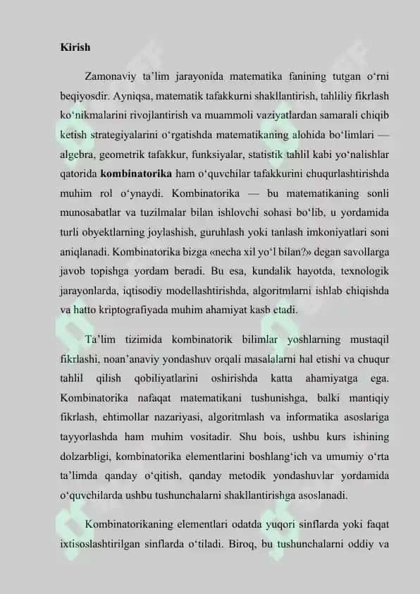 Kombinatorika elementlari va ularni o'qitish 3