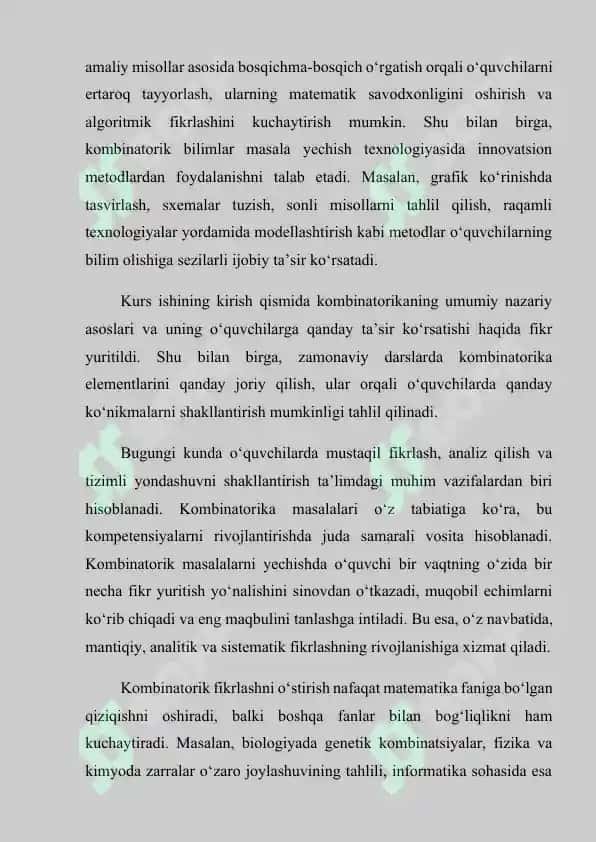 Kombinatorika elementlari va ularni o'qitish 4