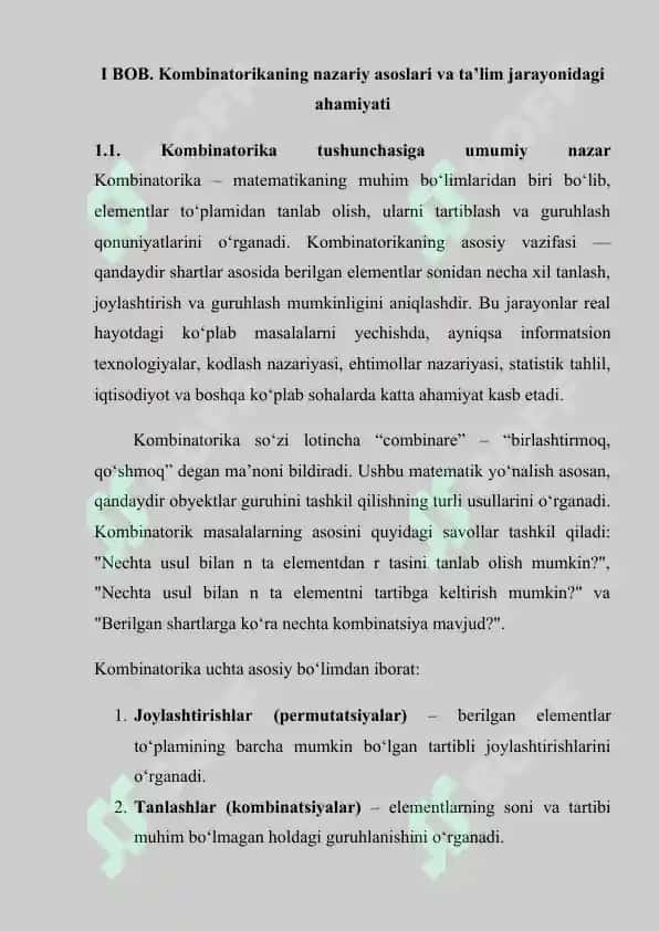 Kombinatorika elementlari va ularni o'qitish 8