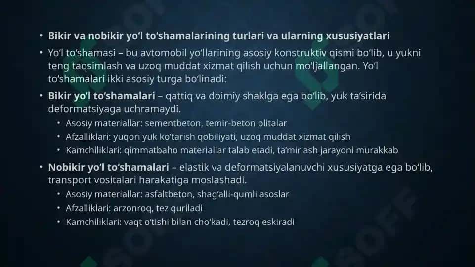 Yo‘l to‘shamalari va geosintetik materiallar 2