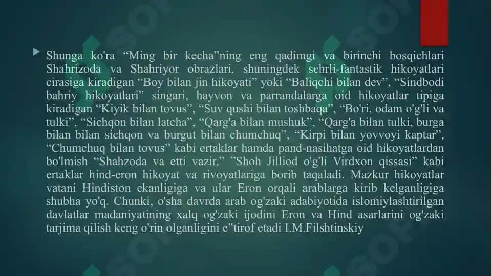"Ming bir kecha" asarida hikoya qilish san'ati 3