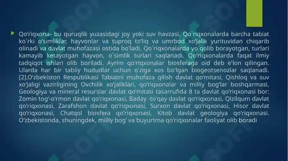 O'zbekiston qo'riqxonalari va ularning noyob hayvonlarni asrab qolisah hamda ko'paytirish 2