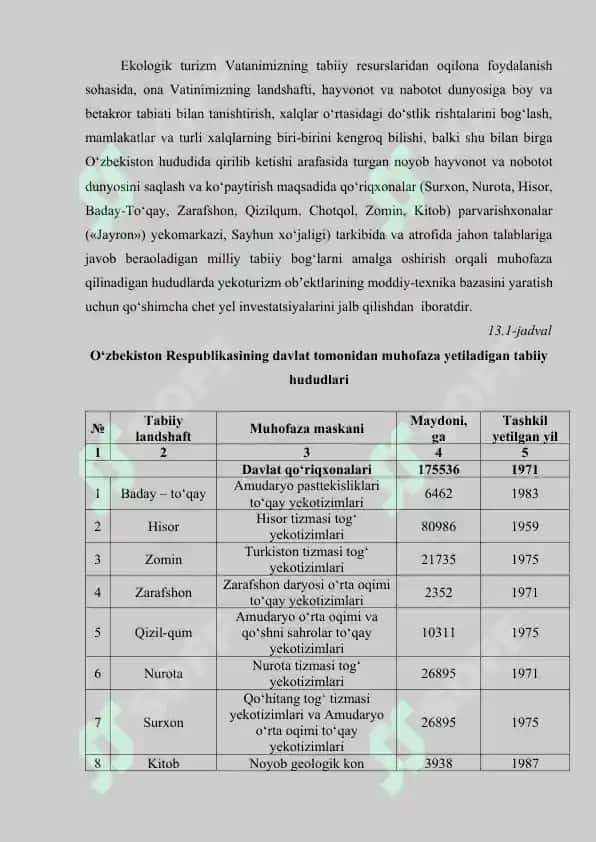 Ekologik turizm resurslari va ulardan foydalanish 8