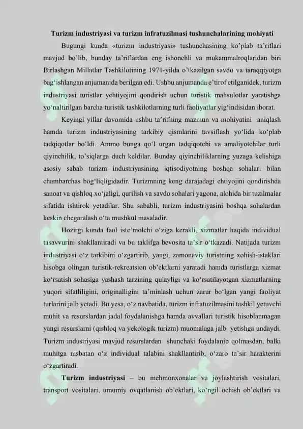 Mintaqaviy turizm resurslari infratuzilmalarini takomillashtirish yo’llari 2