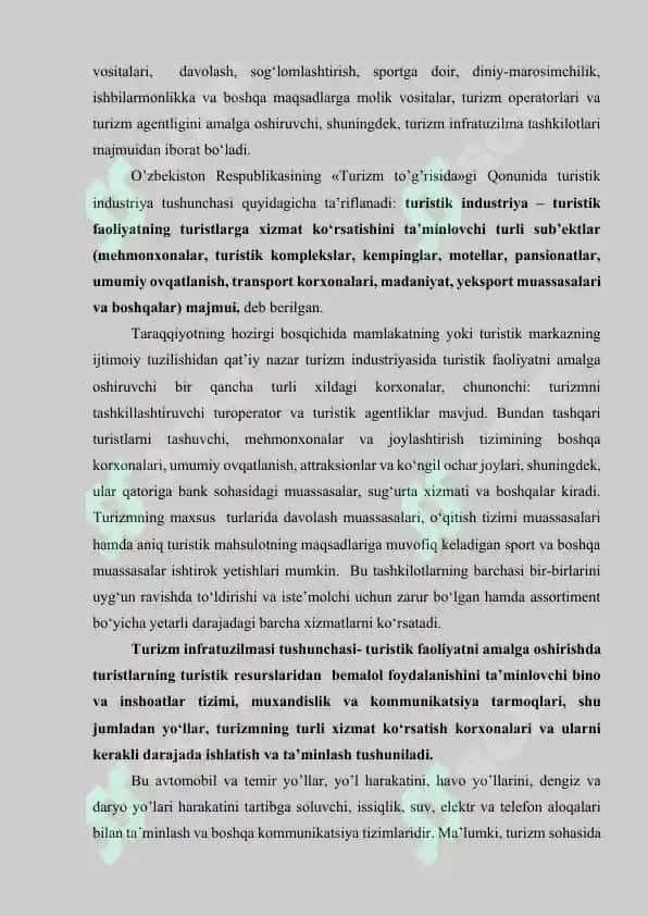 Mintaqaviy turizm resurslari infratuzilmalarini takomillashtirish yo’llari 3
