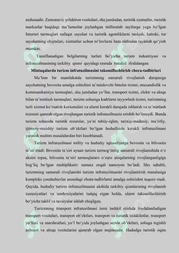 Mintaqaviy turizm resurslari infratuzilmalarini takomillashtirish yo’llari 6