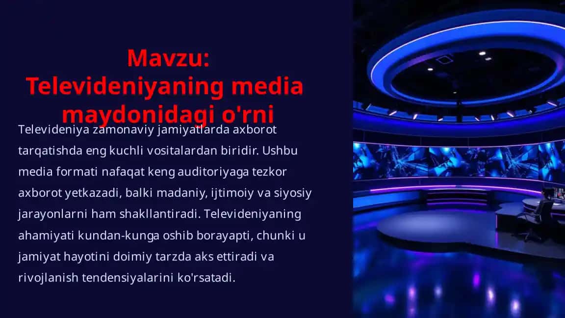 Televideniyaning media maydonidagi o'rni 1