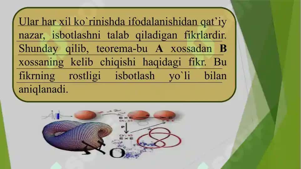Teoremalarning tuzulishi va teoremalarning turlari. 4