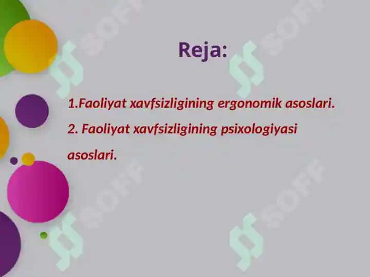 Ergonomika asoslari. Xavfsizlikni boshqarish 2