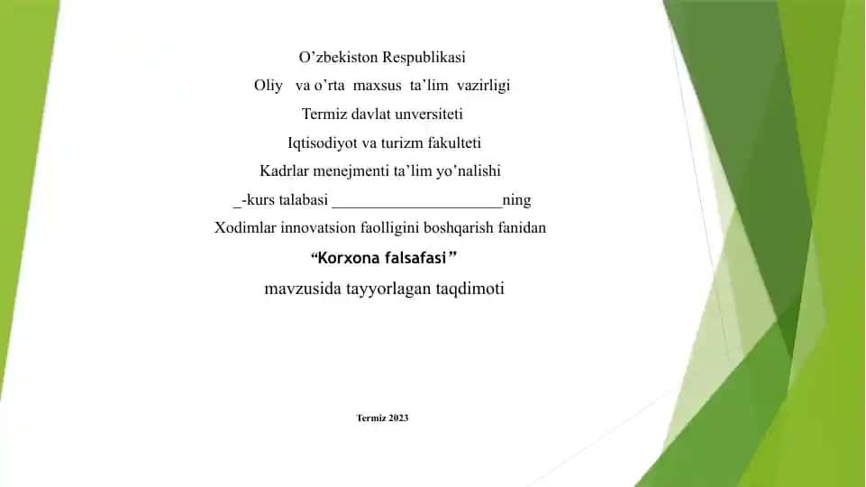 Korxona falsafasi
