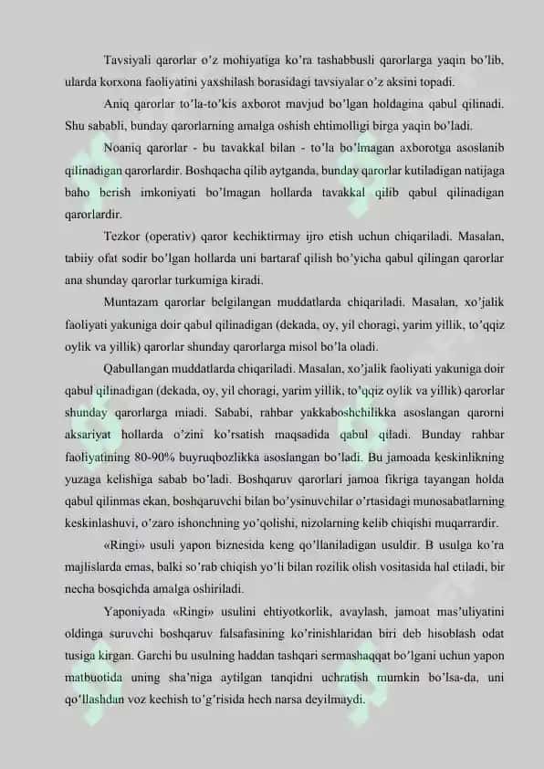 Boshqaruv qarorlarini qabul qilish 8