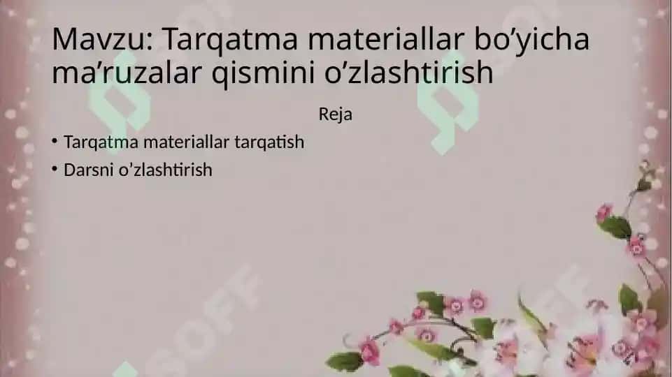Darslik va o’quv qo’llanmalar bo’yicha fan boblari va mavzularini o’rganish 6