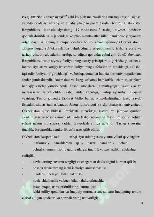 O’zbekiston Respublikasining tashqi savdo siyosati 8