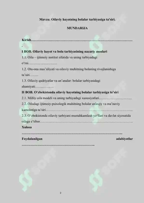 Oilaviy hayotning bolalar tarbiyasiga ta'siri. 2