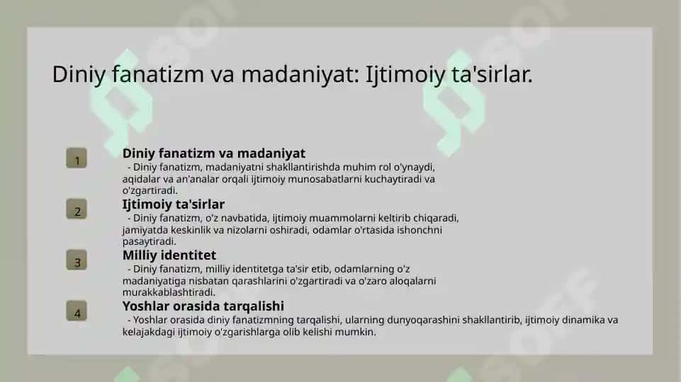 Diniy aqidaparastlik (fanatizm) eksterarizm paydo bolishining ijtimoiy -tarixiy zaminlari va rivojl 6