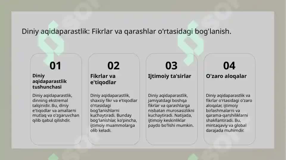 Diniy aqidaparastlik (fanatizm) eksterarizm paydo bolishining ijtimoiy -tarixiy zaminlari va rivojl 8