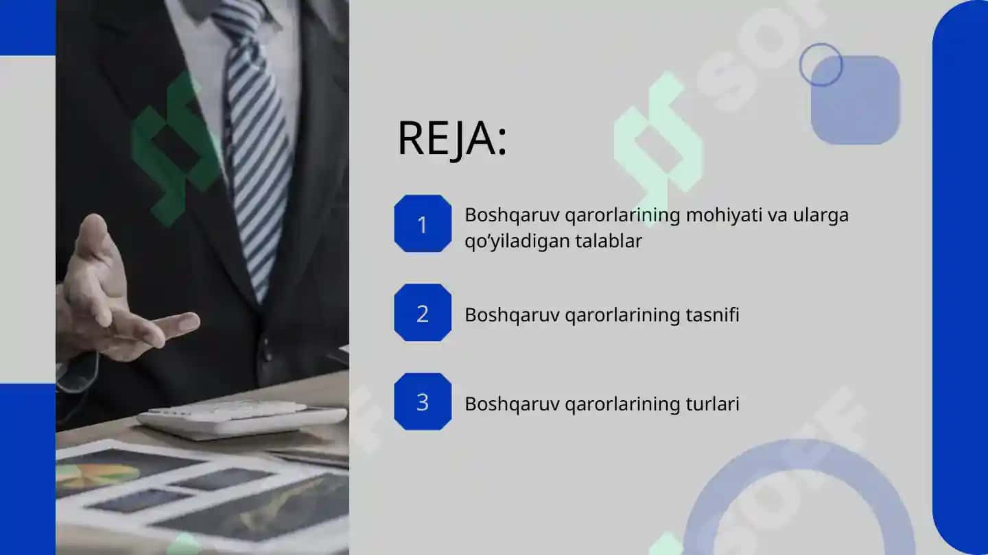 BOSHQARUV QARORLARI VA ULARGA QO'YILADIGAN TALABLAR 2
