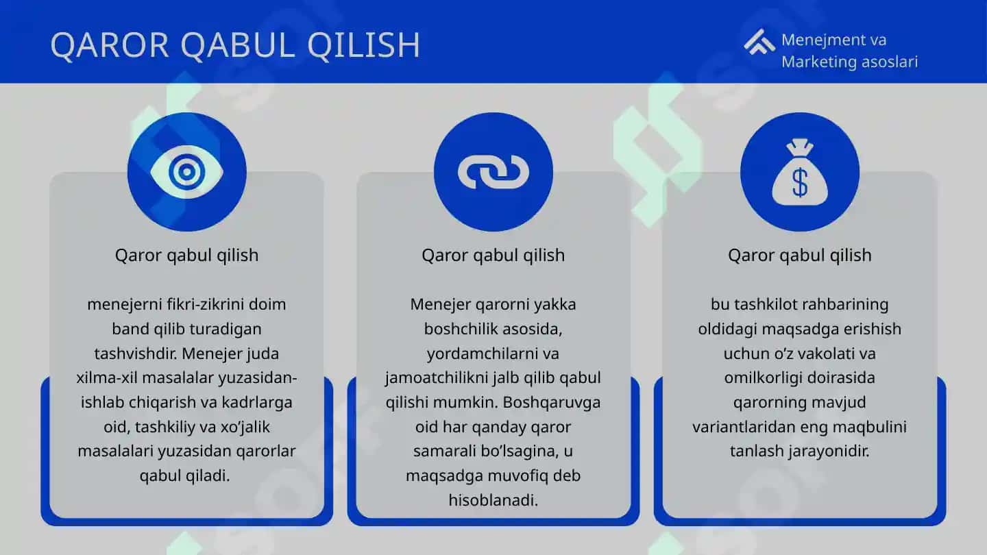 BOSHQARUV QARORLARI VA ULARGA QO'YILADIGAN TALABLAR 4
