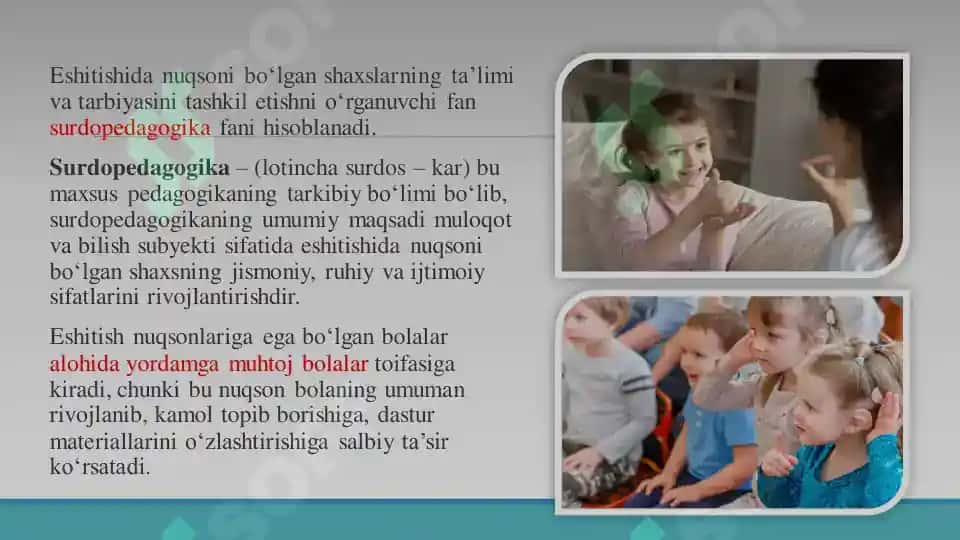 Surdopedagogika va Eshitishda Nuqsoni Bolalar 4