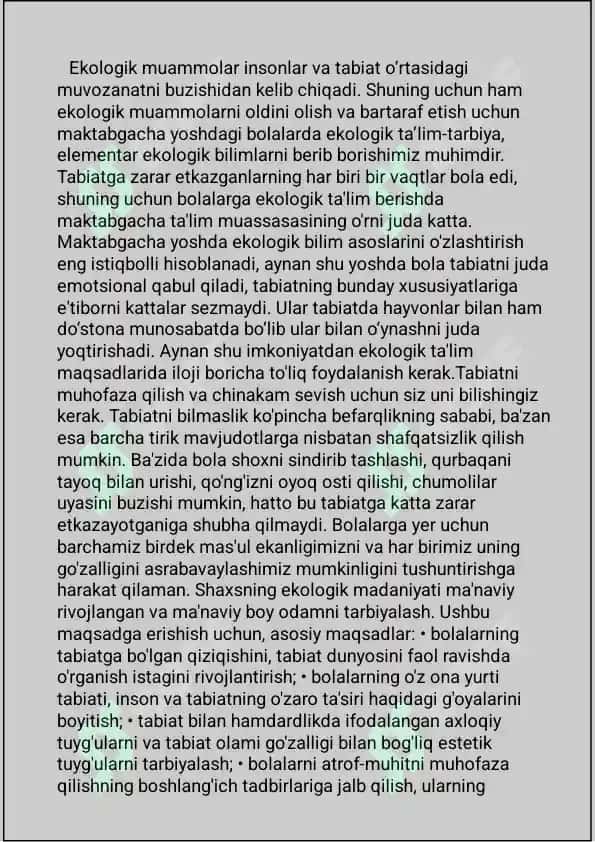 maktabgacha yoshdagi bolalar ekologik tarbiya berish 3