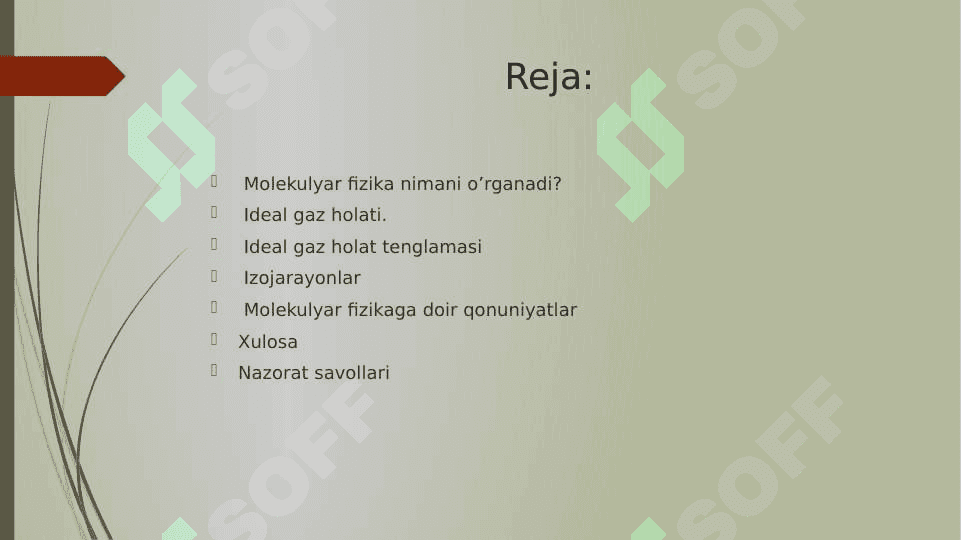 Molekulyar kinetik nazariyaning asoslari. Statistik fizika asoslari 2