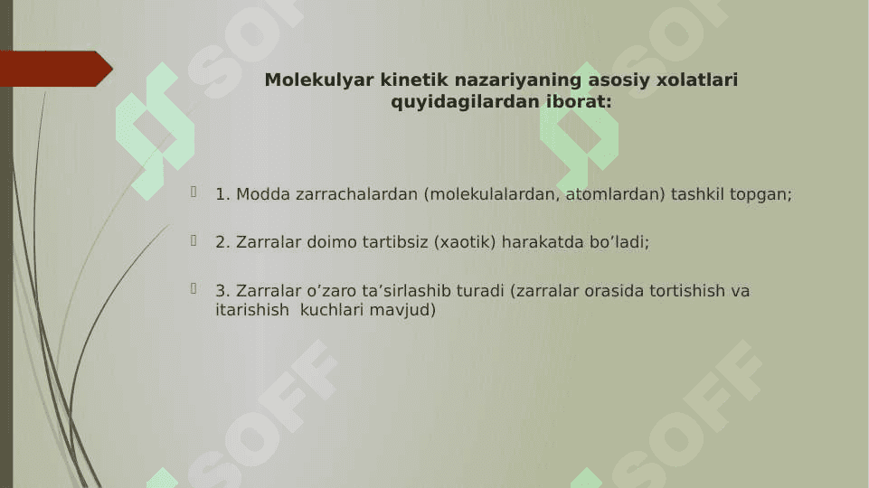 Molekulyar kinetik nazariyaning asoslari. Statistik fizika asoslari 4