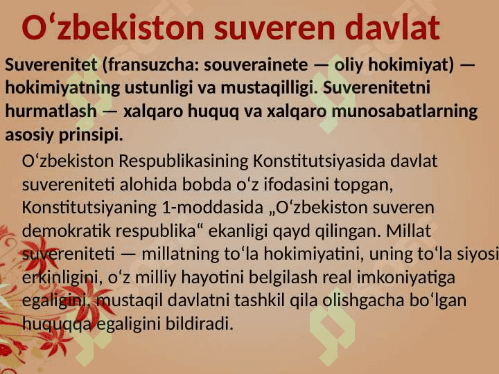 Oʻzbekiston suveren demokratik huquqiy ijtimoiy davlat 3