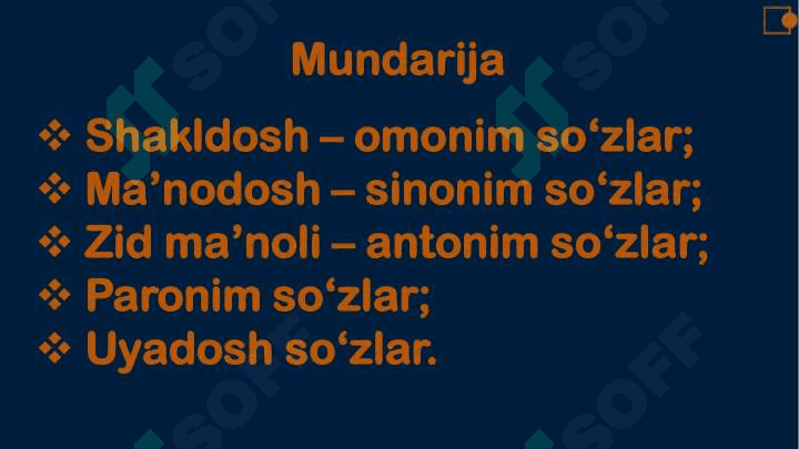 Sòzlarni shakl va mano munosabatiga kòra turlari 2