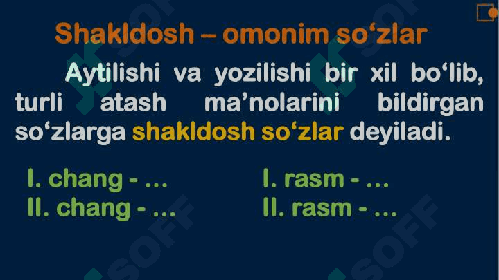Sòzlarni shakl va mano munosabatiga kòra turlari 3