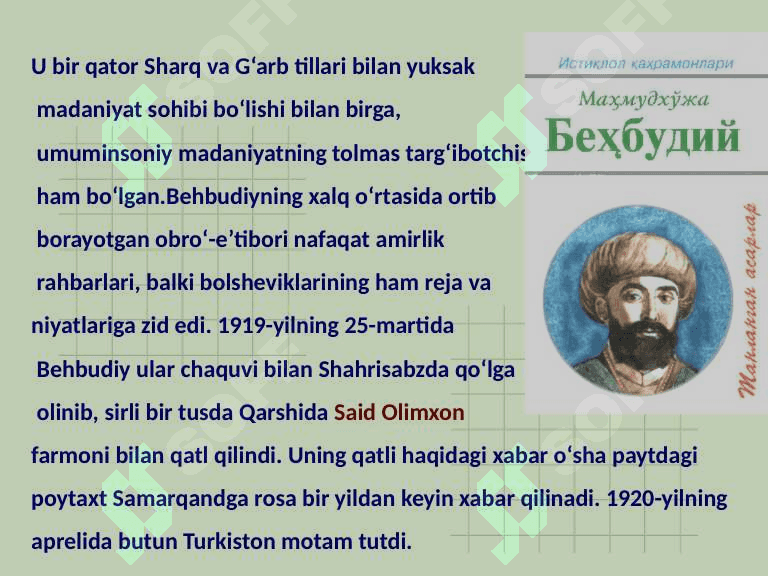 Behbudiyning hayot yo'li, asarlari 6