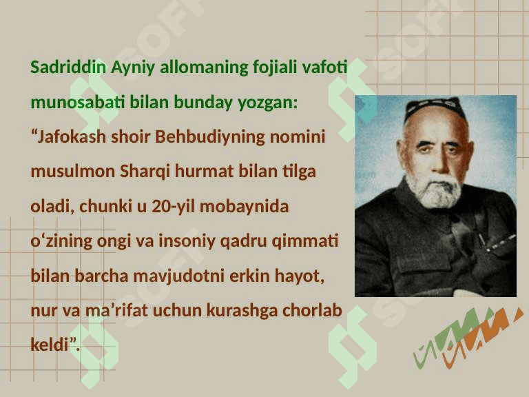 Behbudiyning hayot yo'li, asarlari 7