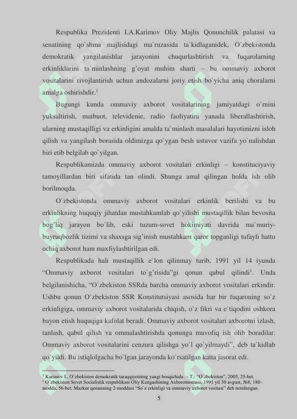 Oʻzbekiston ommaviy axborot vositalari faoliyatini demokratlashtirish 5