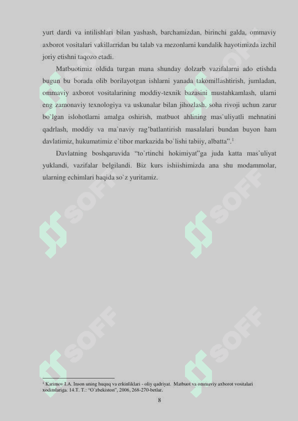 Oʻzbekiston ommaviy axborot vositalari faoliyatini demokratlashtirish 8