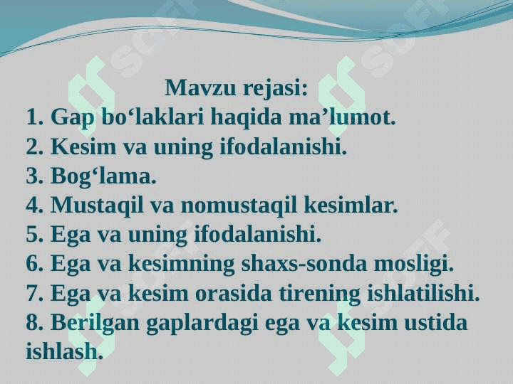 Bosh boʻlaklar mavzusi yuzasidan amaliy mashgʻulot 2