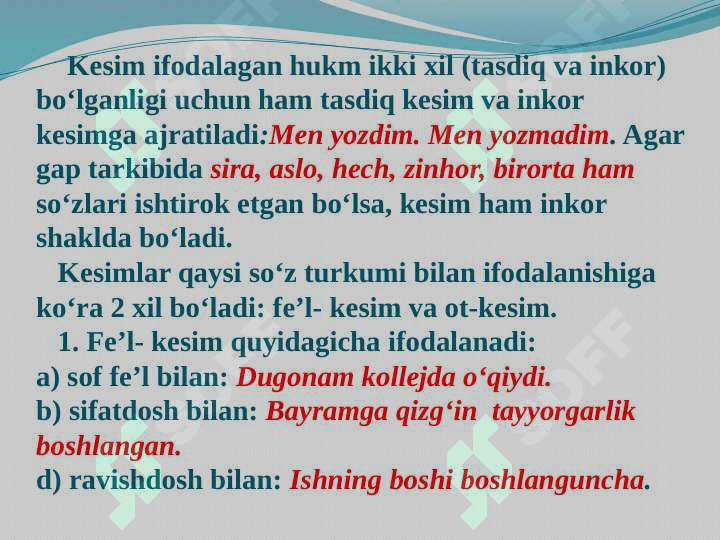 Bosh boʻlaklar mavzusi yuzasidan amaliy mashgʻulot 5