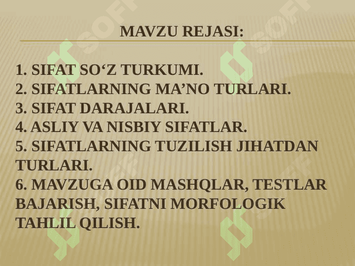Sifat soʻz turkumi mavzusi yuzasidan amaliy ishlar 2