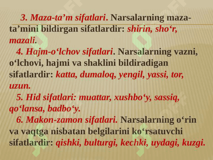 Sifat soʻz turkumi mavzusi yuzasidan amaliy ishlar 4