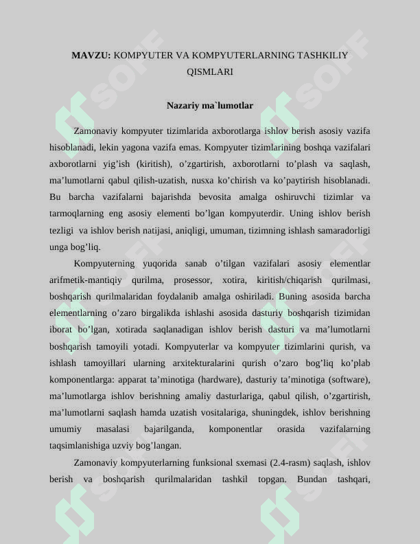 KOMPYUTER VA KOMPYUTERLARNING TASHKILIY QISMLARI 2