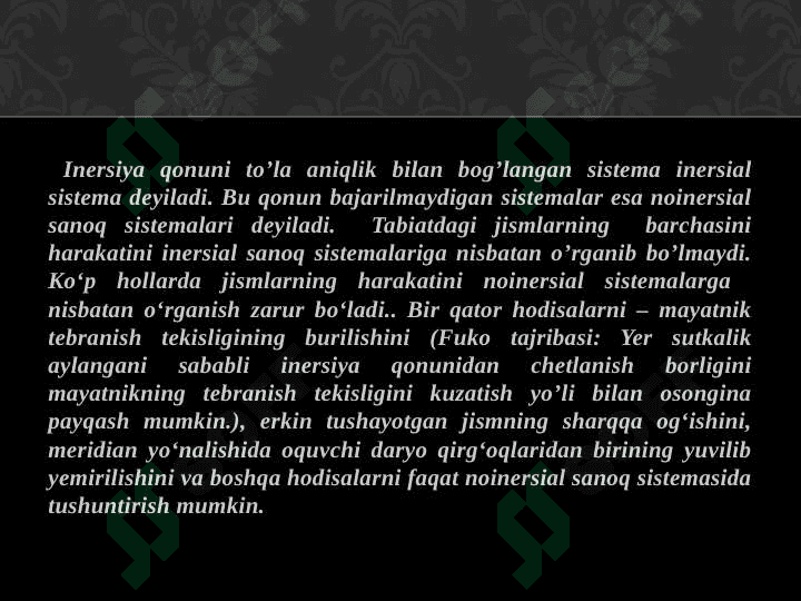 Noinersial sanoq  sistemalaridagi  harakat 3