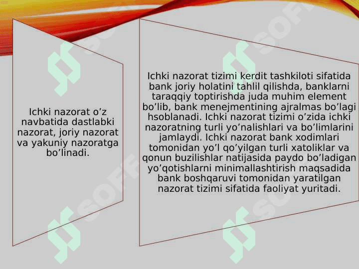 ICHKI BANK NAZORATI VA  UNI TAKOMILLASHTIRISH 4
