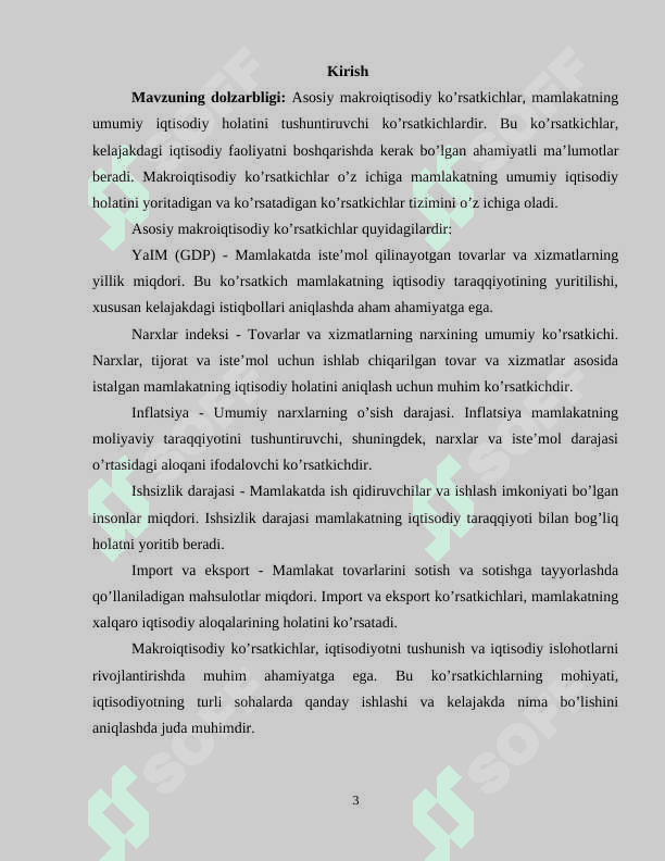 Asosiy makroiqtisodiy ko‘rsatkichlar va ularning hisoboti 3