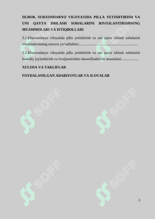 SURXONDARYO VILOYATIDA PILLA YETISHTIRISH VA UNI QAYTA ISHLASH SOHALARINI RIVOJLANTIRISH MASALALARI” 3