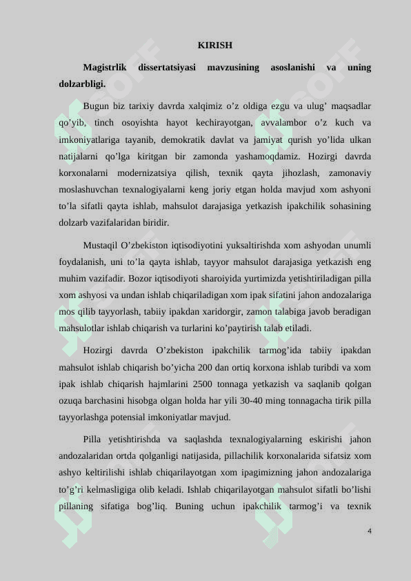 SURXONDARYO VILOYATIDA PILLA YETISHTIRISH VA UNI QAYTA ISHLASH SOHALARINI RIVOJLANTIRISH MASALALARI” 4