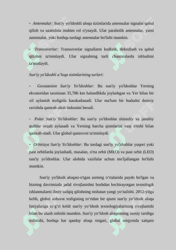 Suniy yo'ldoshli aloqa tizimlarining Geosatsionar orbitasi 5