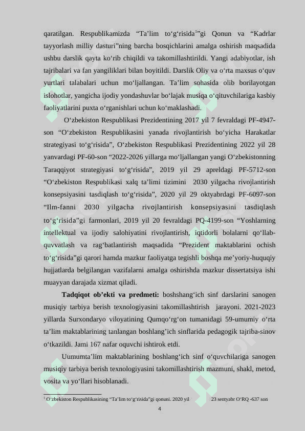 BOSHLANG‘ICH SINF O‘QUVCHILARIGA SANOGEN                            (SOG‘LOM) MUSIQIY TARBIYA BERISH TEXNOLOGIYASINI TAKOMILLASHTIRISHNING NAZARIY ASOSLARI 4