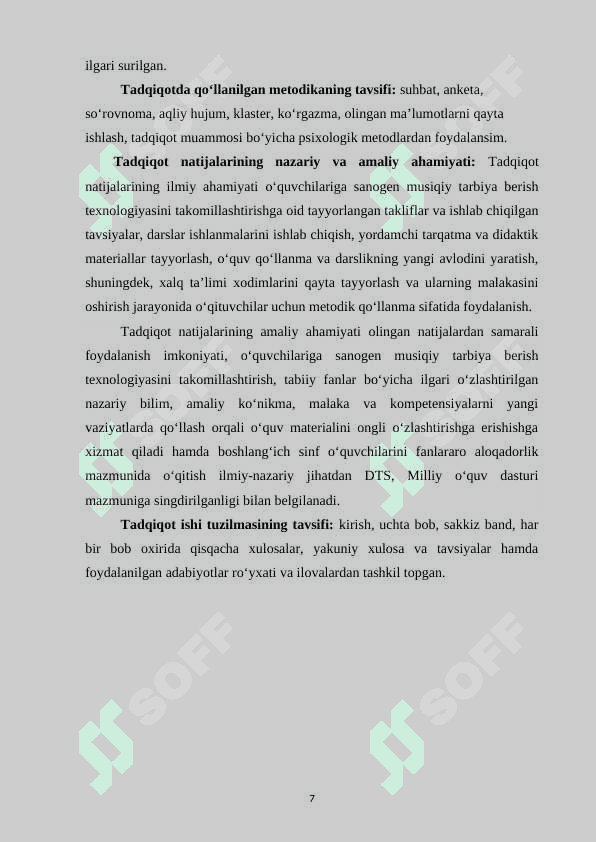 BOSHLANG‘ICH SINF O‘QUVCHILARIGA SANOGEN                            (SOG‘LOM) MUSIQIY TARBIYA BERISH TEXNOLOGIYASINI TAKOMILLASHTIRISHNING NAZARIY ASOSLARI 7