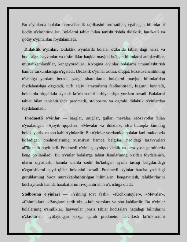Tabiatga oid o'yin turlari va didaktik ahamiyati 3